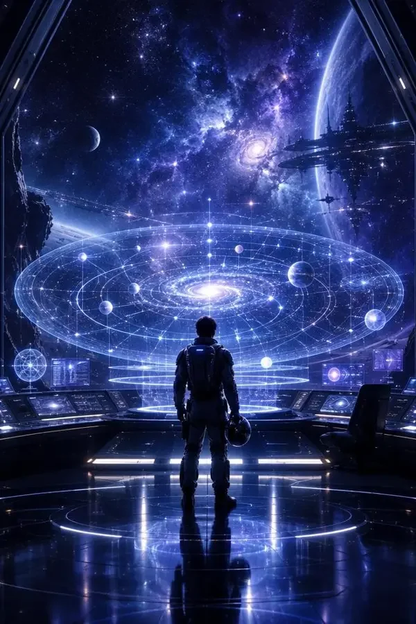 孤星计划短剧封面：全息星图与宇航员剪影